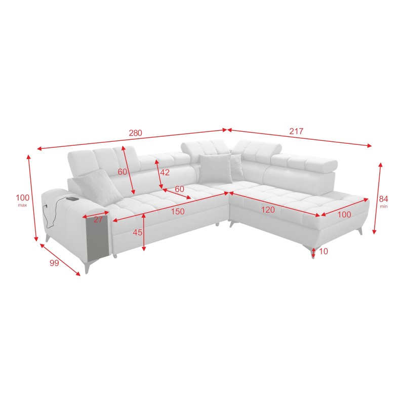 Venna VII corner sofa with a sleeping function, USB port, and an opening bar Plush, Avra 9 Venna VII corner sofa with a sleeping function, USB port, and an opening bar Plush, Avra 9