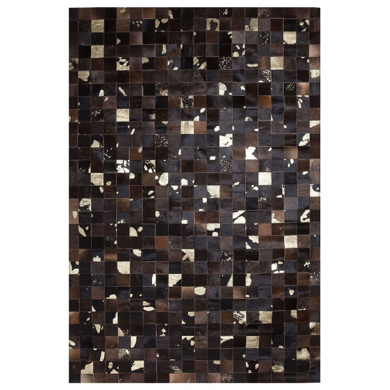 Dywan patchwork skórzany 140 x 200 cm brązowy BANDIRMA Dywan patchwork skórzany 140 x 200 cm brązowy BANDIRMA