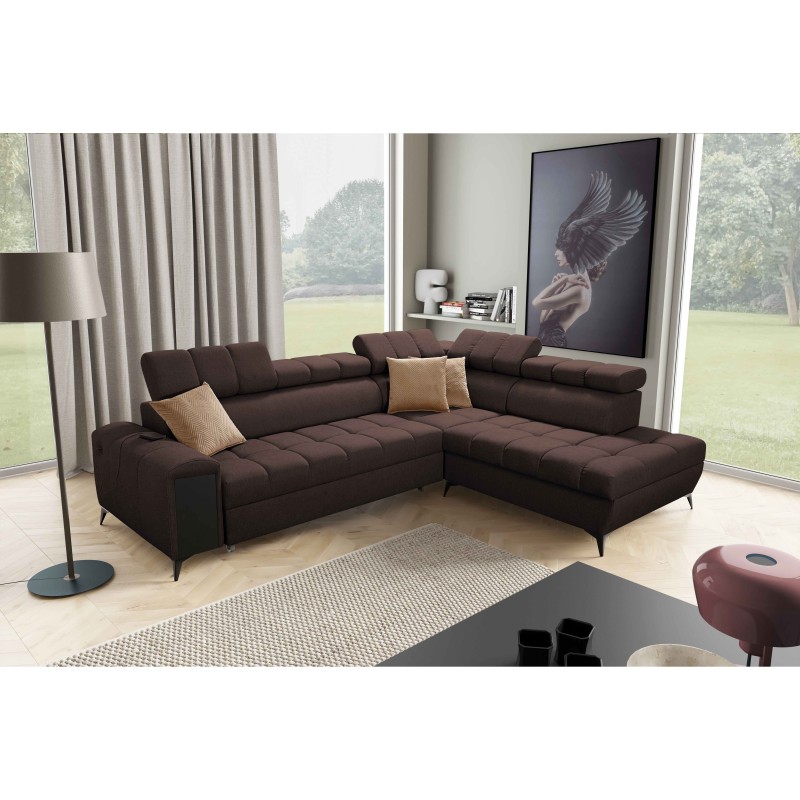 Venna VII corner sofa with a sleeping function, USB port, and opening bar Plush, Avra 6