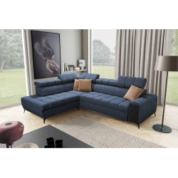 Venna VII corner sofa with sleeping function, USB port, and opening bar in Plush, Avra 14