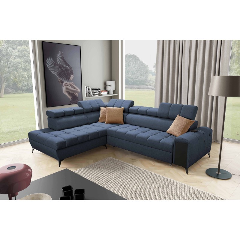 Venna VII corner sofa with sleeping function, USB port, and opening bar in Plush, Avra 14 Venna VII corner sofa with sleeping function, USB port, and opening bar in Plush, Avra 14