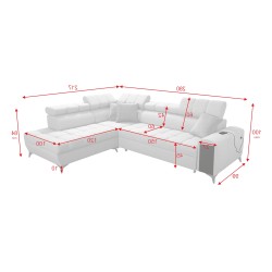 Venna VII corner sofa with sleeping function, USB port, and opening bar Plusz, Avra 12 Venna VII corner sofa with sleeping function, USB port, and opening bar Plusz, Avra 12