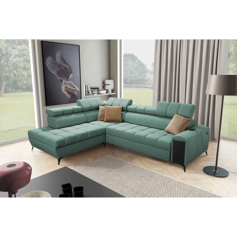 Venna VII corner sofa with sleeping function, USB port, and opening bar Plush, Avra 11