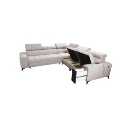 Sofá esquinero Venna III con función de cama, puerto USB y bar con apertura - Terciopelo, Avra 16 Sofá esquinero Venna III con función de cama, puerto USB y bar con apertura - Terciopelo, Avra 16