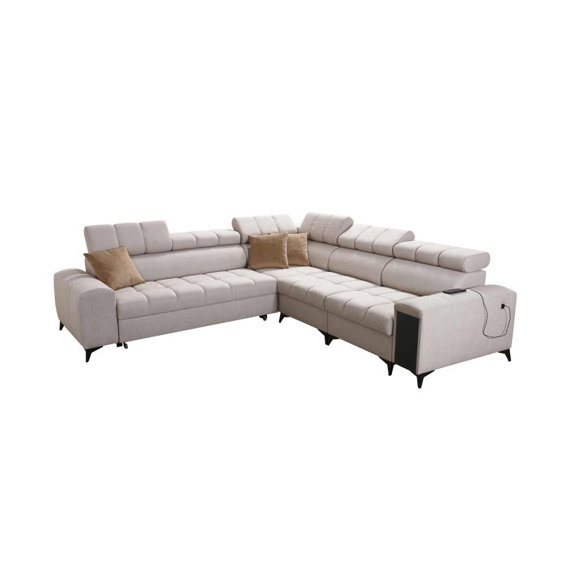 Esquina Venna III con función de cama, puerto USB y bar abierto - Terciopelo, Avra 9 Esquina Venna III con función de cama, puerto USB y bar abierto - Terciopelo, Avra 9