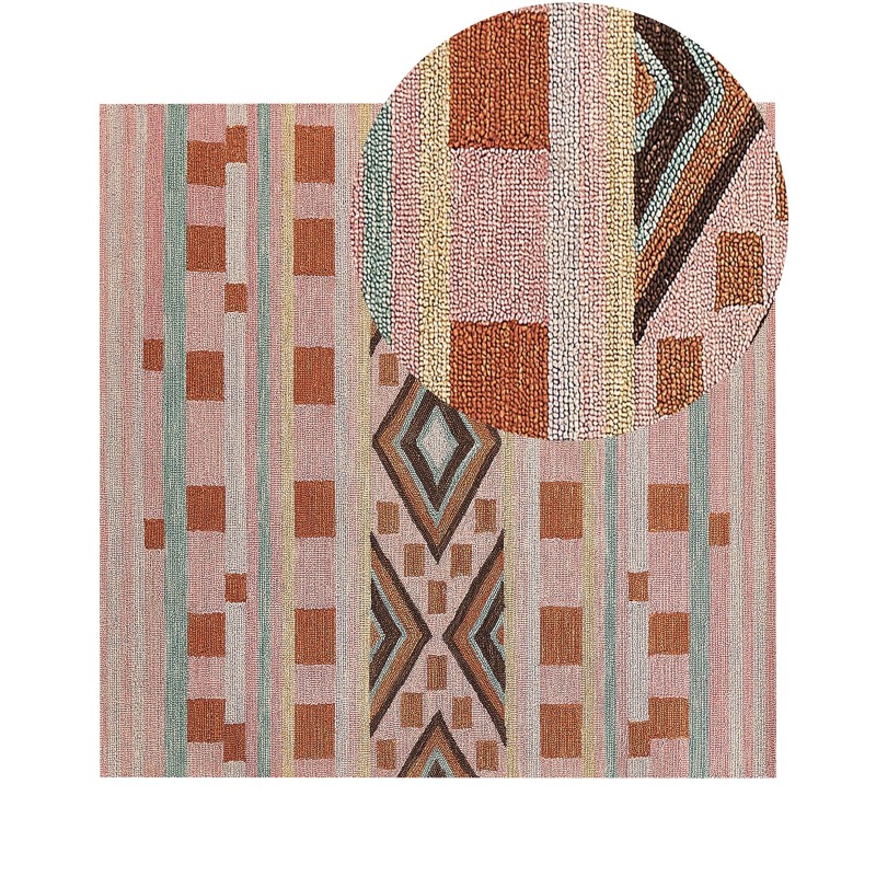 Dywan wełniany 200 x 200 cm wielokolorowy YOMRA Dywan wełniany 200 x 200 cm wielokolorowy YOMRA