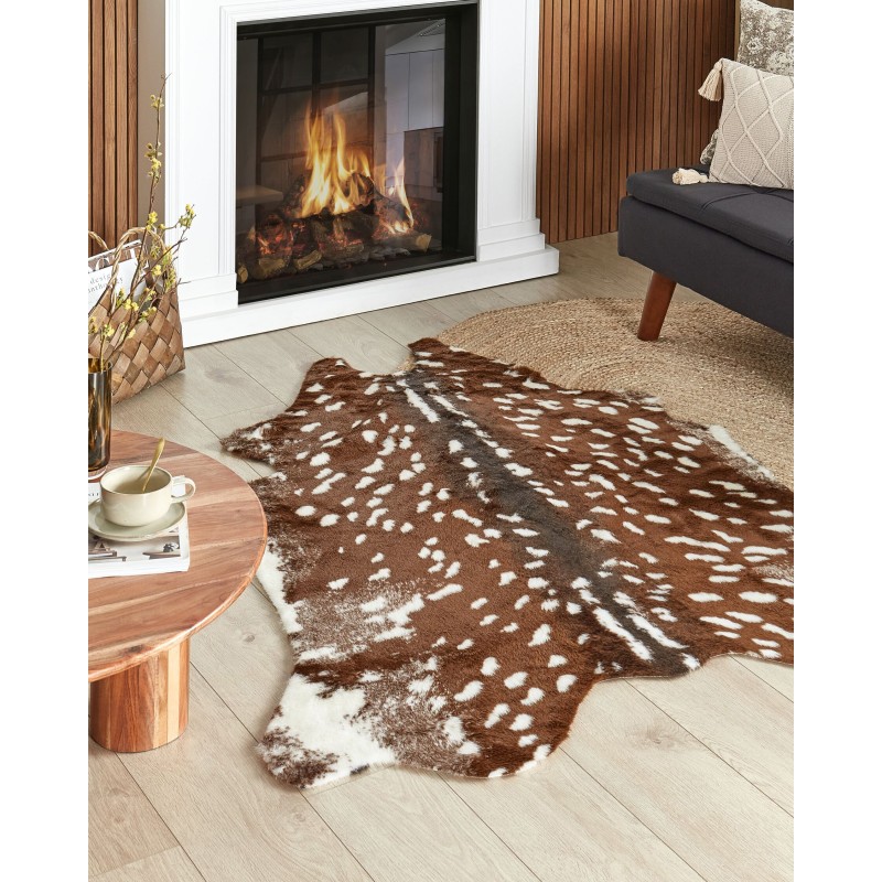 Dywan ze sztucznego futra 130 x 170 cm brązowy KNOLL Dywan ze sztucznego futra 130 x 170 cm brązowy KNOLL