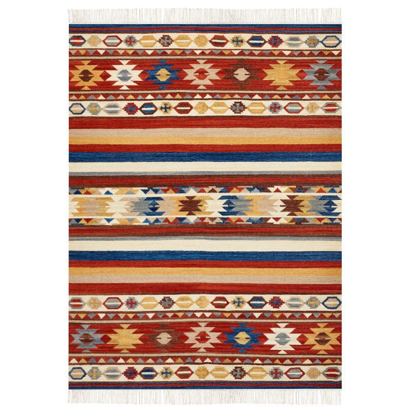 Dywan wełniany kilim 160 x 230 cm wielokolorowy JRARAT Dywan wełniany kilim 160 x 230 cm wielokolorowy JRARAT