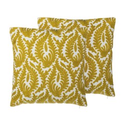 Zestaw 2 poduszek dekoracyjnych PRIMULA Bawełna 45 x 45 cm Musztardowy Ikat