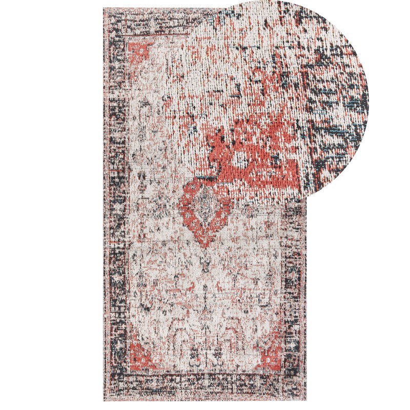 Dywan bawełniany 80 x 150 cm czerwony z beżowym ATTERA Dywan bawełniany 80 x 150 cm czerwony z beżowym ATTERA