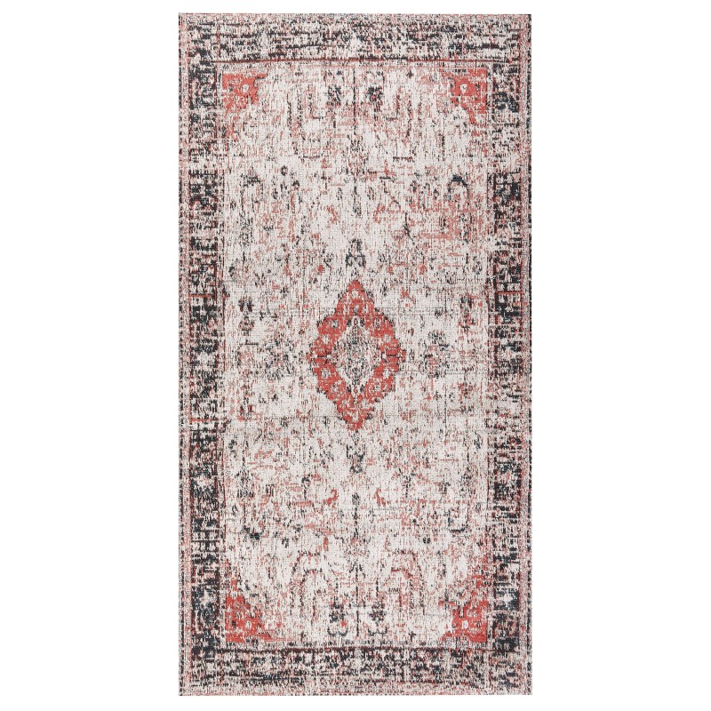 Dywan bawełniany 80 x 150 cm czerwony z beżowym ATTERA Dywan bawełniany 80 x 150 cm czerwony z beżowym ATTERA