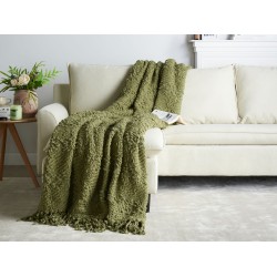 Koc VELLA Bawełna 200 x 220 cm Oliwkowy Koc VELLA Bawełna 200 x 220 cm Oliwkowy