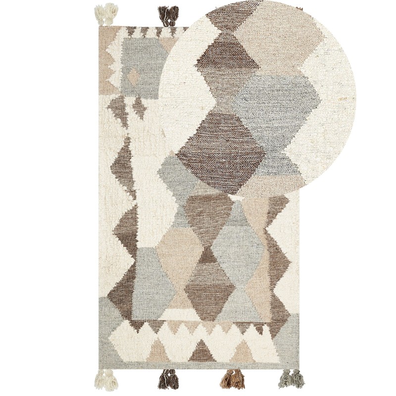 Dywan wełniany kilim 80 x 150 cm wielokolorowy ARALEZ Dywan wełniany kilim 80 x 150 cm wielokolorowy ARALEZ