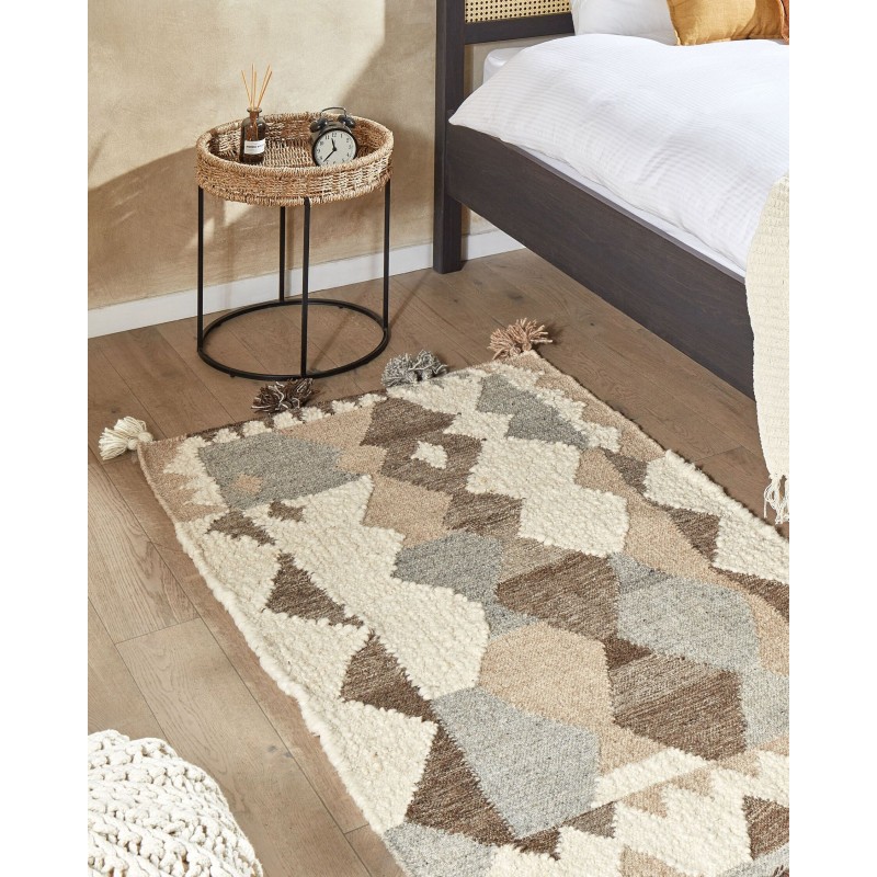 Dywan wełniany kilim 80 x 150 cm wielokolorowy ARALEZ Dywan wełniany kilim 80 x 150 cm wielokolorowy ARALEZ