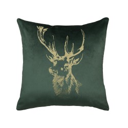 Zestaw 2 poduszek dekoracyjnych BLITZEN Welur 45 x 45 cm Ciemnozielony Wzór świąteczny Zestaw 2 poduszek dekoracyjnych BLITZEN Welur 45 x 45 cm Ciemnozielony Wzór świąteczny