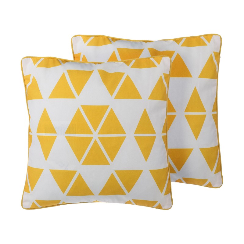Zestaw 2 poduszek dekoracyjnych PANSY 45 x 45 cm Żółty Wzór geometryczny Zestaw 2 poduszek dekoracyjnych PANSY 45 x 45 cm Żółty Wzór geometryczny