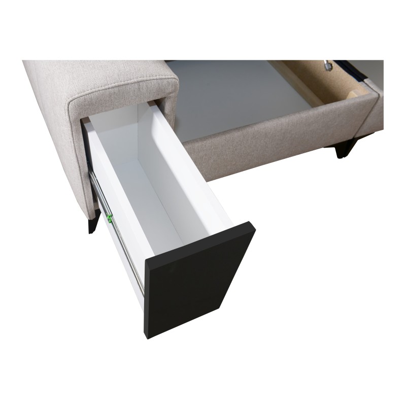 Sofá esquinero Venna III con función de cama, puerto USB y bar con apertura - Terciopelo, Avra 16 Sofá esquinero Venna III con función de cama, puerto USB y bar con apertura - Terciopelo, Avra 16