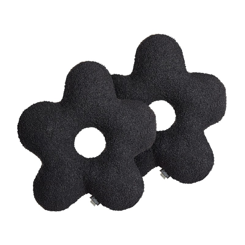 Zestaw 2 poduszek dekoracyjnych CAMPONULA Boucle 40 x 40 cm Czarny Jednolity Zestaw 2 poduszek dekoracyjnych CAMPONULA Boucle 40 x 40 cm Czarny Jednolity