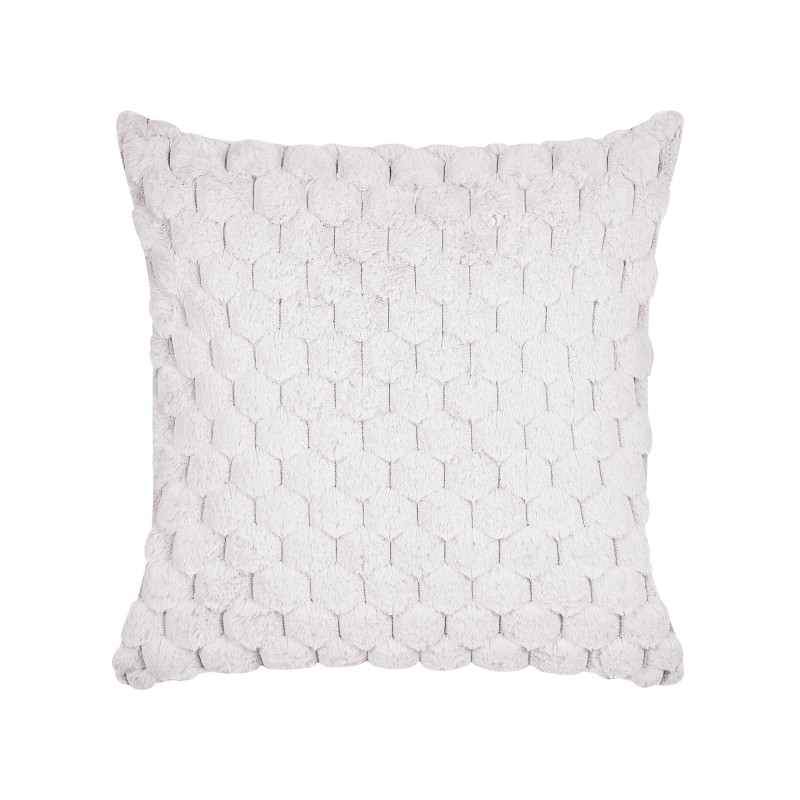 Zestaw 2 poduszek dekoracyjnych PURSLANE Sztuczne futro 43 x 43 cm Biały Wzór geometryczny Zestaw 2 poduszek dekoracyjnych PURSLANE Sztuczne futro 43 x 43 cm Biały Wzór geometryczny