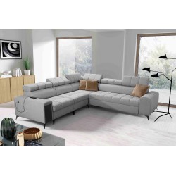Venna III corner sofa with sleeping function, USB port, and opening bar - Plush, Avra 16