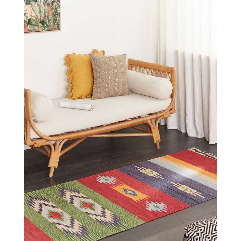 Dywan bawełniany kilim 80 x 300 cm wielokolorowy KAMARIS Dywan bawełniany kilim 80 x 300 cm wielokolorowy KAMARIS