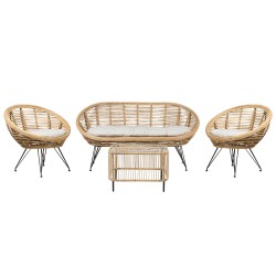 Zestaw ogrodowy ze stolikiem dla 4 osób MARATEA/CESENATICO Rattan Naturalny Zestaw ogrodowy ze stolikiem dla 4 osób MARATEA/CESENATICO Rattan Naturalny