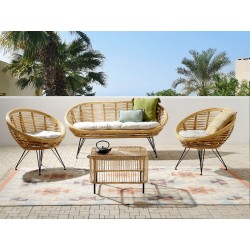 Zestaw ogrodowy ze stolikiem dla 4 osób MARATEA/CESENATICO Rattan Naturalny Zestaw ogrodowy ze stolikiem dla 4 osób MARATEA/CESENATICO Rattan Naturalny