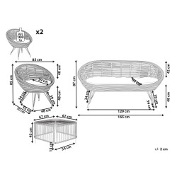 Zestaw ogrodowy ze stolikiem dla 4 osób MARATEA/CESENATICO Rattan Naturalny Zestaw ogrodowy ze stolikiem dla 4 osób MARATEA/CESENATICO Rattan Naturalny