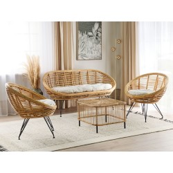 Zestaw ogrodowy ze stolikiem dla 4 osób MARATEA/CESENATICO Rattan Naturalny Zestaw ogrodowy ze stolikiem dla 4 osób MARATEA/CESENATICO Rattan Naturalny