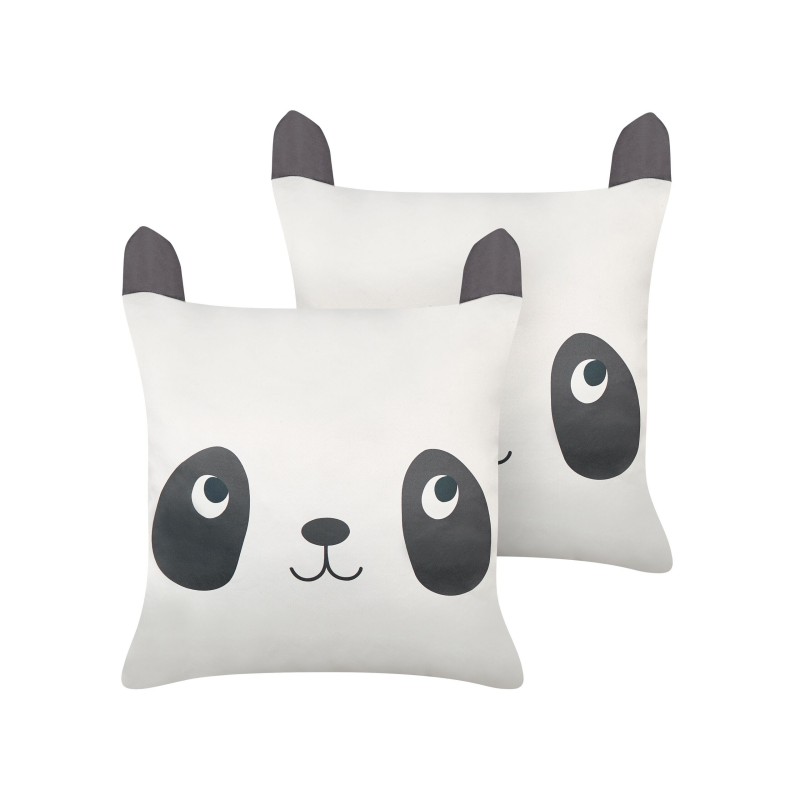 2 poduszki dla dzieci bawełniane w pandy 45 x 45 cm czarno-białe PANDAPAW 2 poduszki dla dzieci bawełniane w pandy 45 x 45 cm czarno-białe PANDAPAW