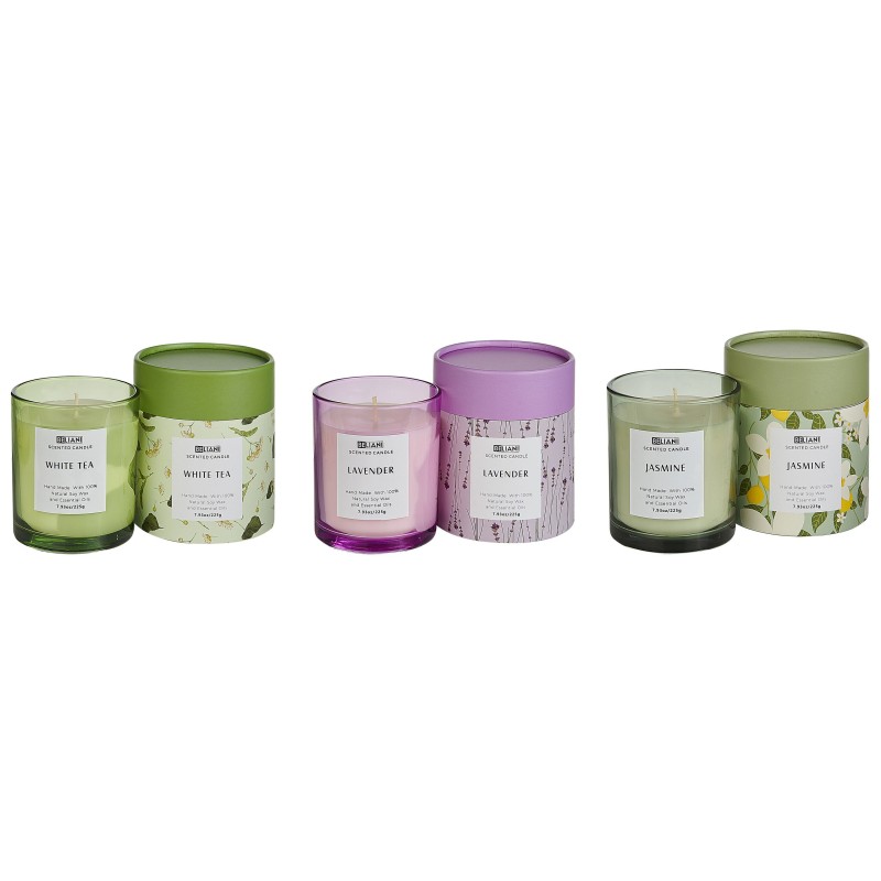 Zestaw 3 świeczek zapachowych COLORFUL BARREL Wosk sojowy Świeże nuty Nuty kwiatowe Zestaw 3 świeczek zapachowych COLORFUL BARREL Wosk sojowy Świeże nuty Nuty kwiatowe