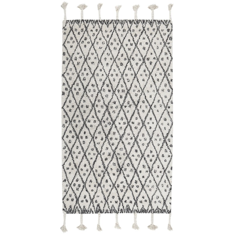 Dywan bawełniany 80 x 150 cm biało-czarny AGADIR Dywan bawełniany 80 x 150 cm biało-czarny AGADIR