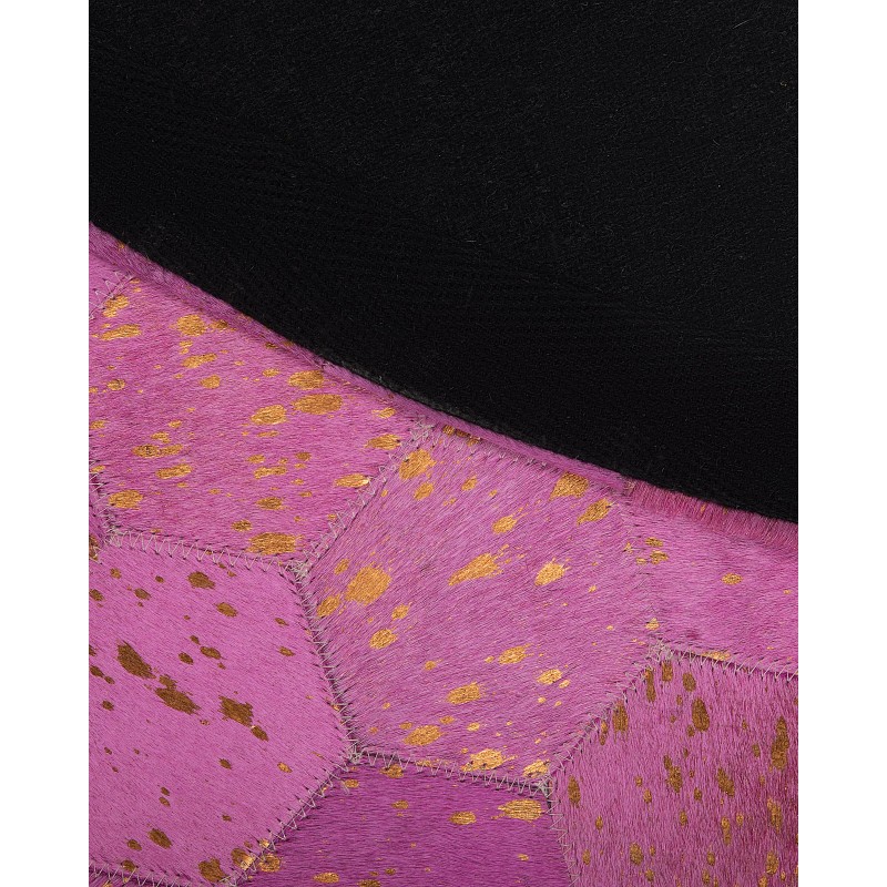 Dywan patchwork okrągły skórzany ⌀ 140 cm różowy ZEYTIN Dywan patchwork okrągły skórzany ⌀ 140 cm różowy ZEYTIN