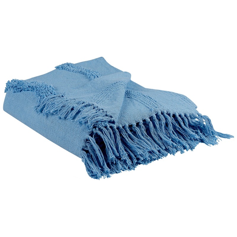 Koc KHARI Bawełna 125 x 150 cm Błękitny Koc KHARI Bawełna 125 x 150 cm Błękitny