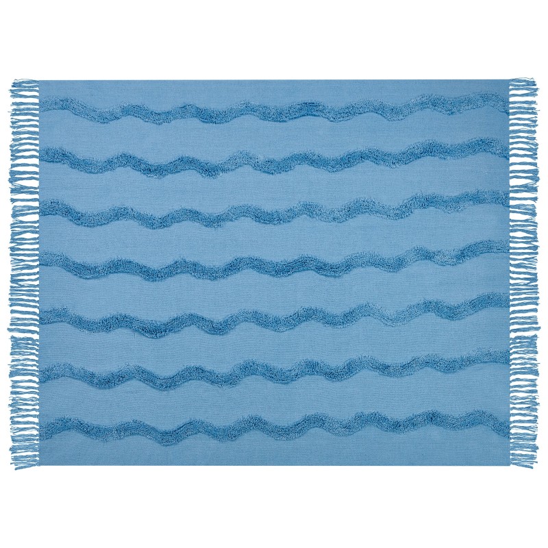 Koc KHARI Bawełna 125 x 150 cm Błękitny Koc KHARI Bawełna 125 x 150 cm Błękitny