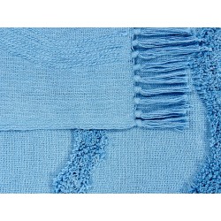 Koc KHARI Bawełna 125 x 150 cm Błękitny Koc KHARI Bawełna 125 x 150 cm Błękitny