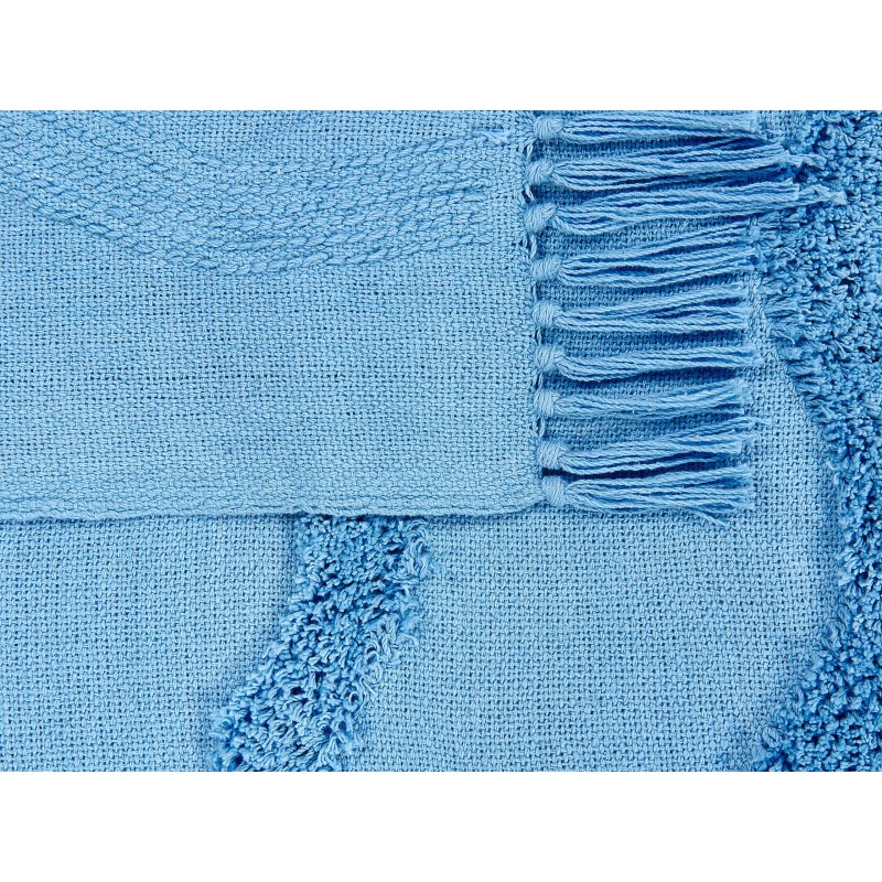 Koc KHARI Bawełna 125 x 150 cm Błękitny Koc KHARI Bawełna 125 x 150 cm Błękitny