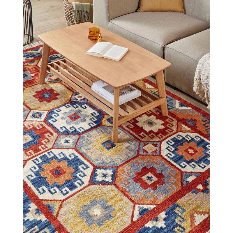 Dywan wełniany kilim 160 x 230 cm wielokolorowy LUSARAT Dywan wełniany kilim 160 x 230 cm wielokolorowy LUSARAT