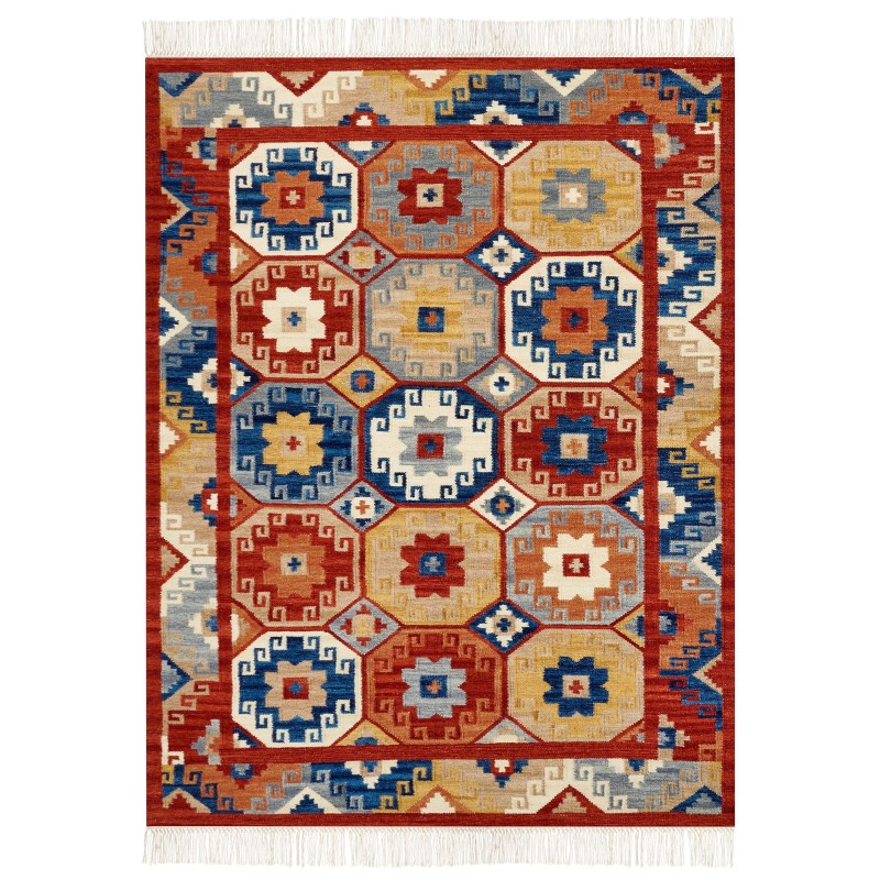 Dywan wełniany kilim 160 x 230 cm wielokolorowy LUSARAT Dywan wełniany kilim 160 x 230 cm wielokolorowy LUSARAT
