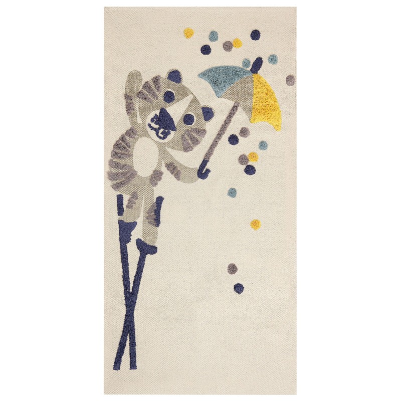 Dywan dziecięcy bawełniany w zwierzęcy wzór 80 x 150 cm beżowy SINGKIL Dywan dziecięcy bawełniany w zwierzęcy wzór 80 x 150 cm beżowy SINGKIL