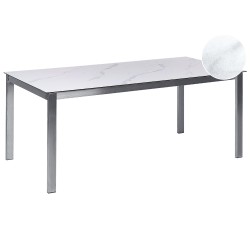 Stół ogrodowy COSOLETO 180 cm 90 cm Efekt marmuru Szkło Biały