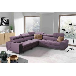 Venna III corner sofa with sleeping function, USB port, and opening bar - Plush, Avra 9