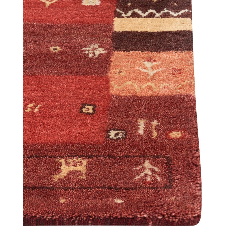 Dywan wełniany gabbeh 80 x 150 cm czerwony SINANLI Dywan wełniany gabbeh 80 x 150 cm czerwony SINANLI