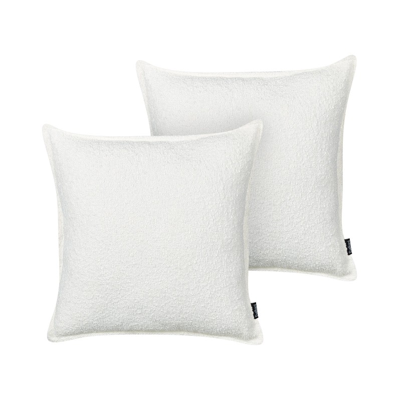 Zestaw 2 poduszek dekoracyjnych SENECIA Boucle 45 x 45 cm Złamana biel Jednolity Zestaw 2 poduszek dekoracyjnych SENECIA Boucle 45 x 45 cm Złamana biel Jednolity
