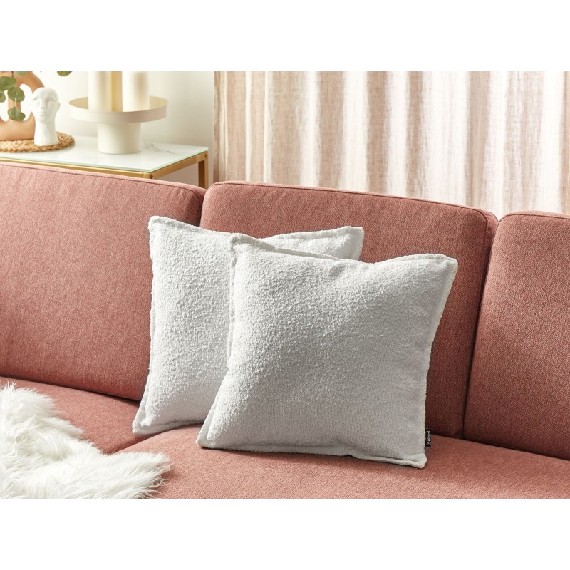 Zestaw 2 poduszek dekoracyjnych SENECIA Boucle 45 x 45 cm Złamana biel Jednolity Zestaw 2 poduszek dekoracyjnych SENECIA Boucle 45 x 45 cm Złamana biel Jednolity