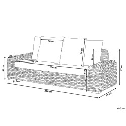 Sofa ogrodowa rattanowa naturalna FORLI Sofa ogrodowa rattanowa naturalna FORLI