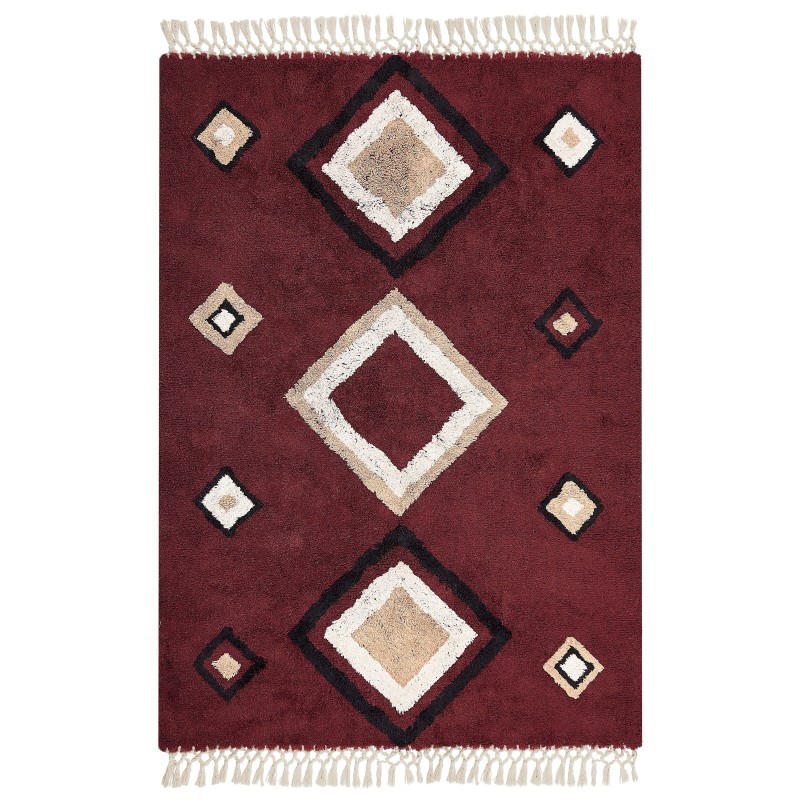 Dywan bawełniany 160 x 230 cm czerwony SIIRT Dywan bawełniany 160 x 230 cm czerwony SIIRT