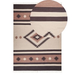 Dywan bawełniany kilim 140 x 200 cm beżowo-brązowy ARAGATS