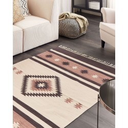 Dywan bawełniany kilim 140 x 200 cm beżowo-brązowy ARAGATS Dywan bawełniany kilim 140 x 200 cm beżowo-brązowy ARAGATS