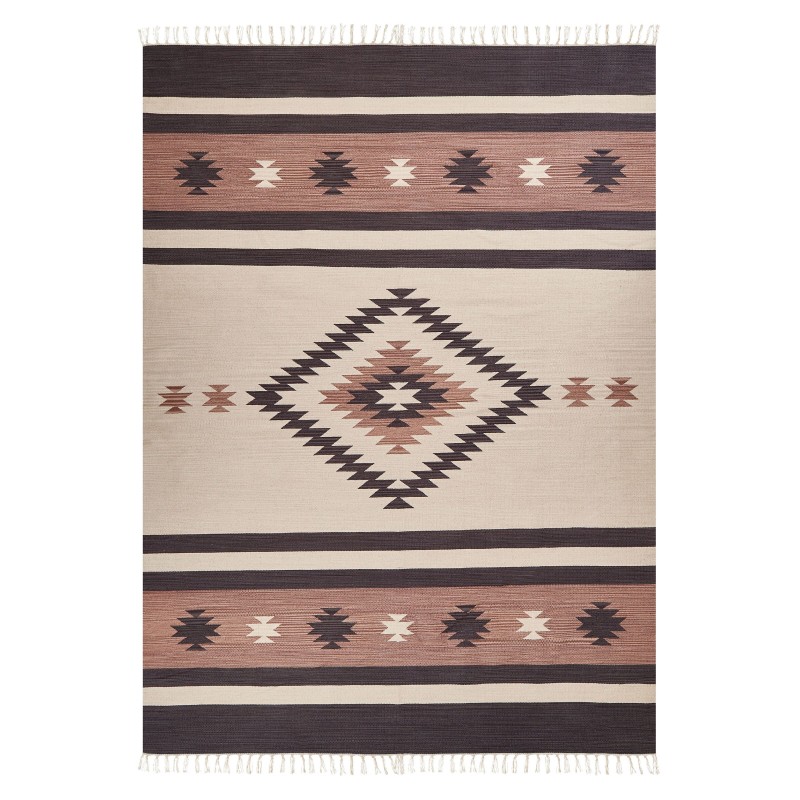 Dywan bawełniany kilim 140 x 200 cm beżowo-brązowy ARAGATS Dywan bawełniany kilim 140 x 200 cm beżowo-brązowy ARAGATS